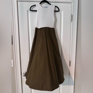 Zara Green A-Line Asymmetrical Maxi Dress